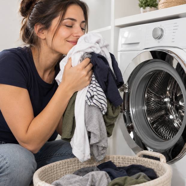 Fresh laundry from the machine
